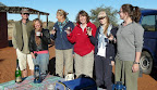 Keith and Uschi from Windhoek join us at our 1st camping Spot in the Kalahari. Cheers / Skol to a nice holiday.