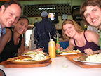 Eating at a local restaurant in Castries.