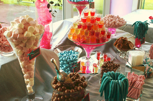 colourful candy buffet tags