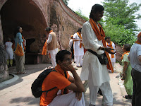 At a ghat (bathing area near river) in Haridwar.