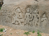 A scene from the Ramayan with Hanuman, Hampi