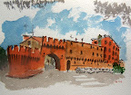Corinaldo, Italy 9inx12in image Original watercolor on 300g Fabriano Cold Pressed paper