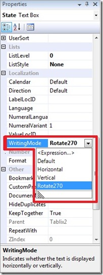 SSRS WritingMode property