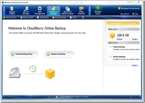 CloudBerry Backup Tab