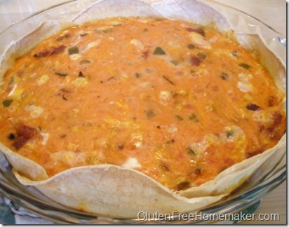 tortilla crust quiche cooked