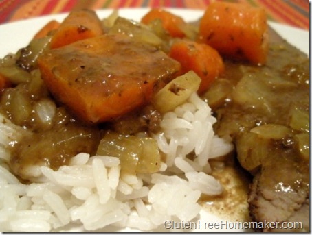 curried beef and carrots on plate