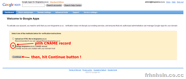 pilih CNAME record