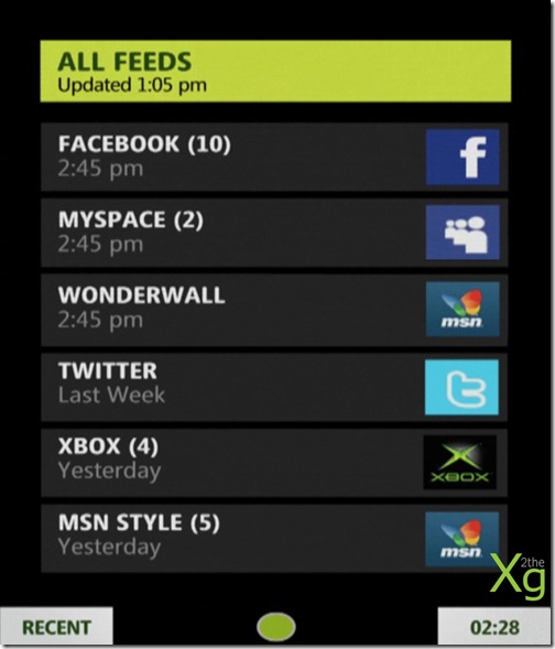 Xbox with KIN all feeds