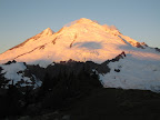 Morning sun rays hitting Mt Baker.