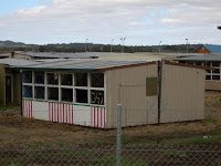 Portable classroom graveyard, outside Kyneton.