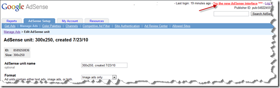 New Google Adsense Interface