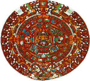 The Aztec sun-stone which is usually associated with the Mayan calendar