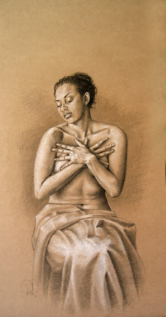 Charcoal and white chalk on board 24" X 48"