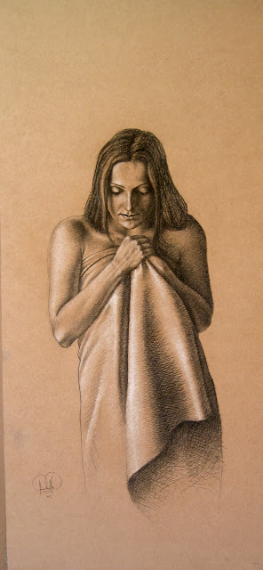 Charcoal and white chalk on board 24" X 48"