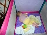 Juliet sleeping on the first night