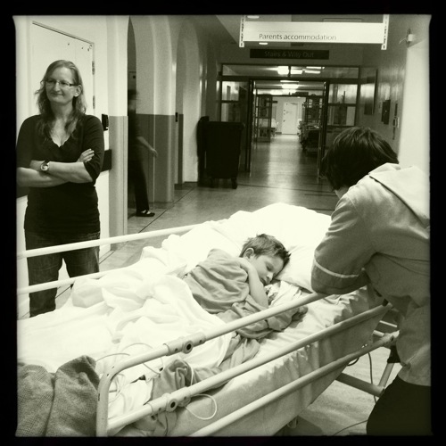 Joel is delivered to the operating theatre