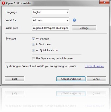 opera 11 alpha install