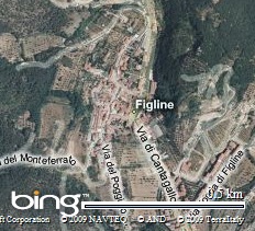 Visuale dal satellite di Figline