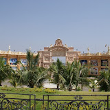 The grandish entrance to the Innovative Film City. The architecture and the statues are very Greek.