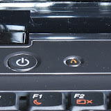 The left top of the keyboard hasthe power button and a button for Lenovo's One Click Recovery