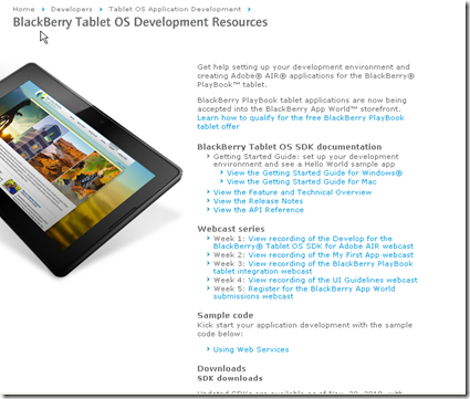 Blackberry tablet OS documentation 