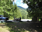 Rest stop at the top of the Kaslo-New Denver Pass with John, Keith and Marty