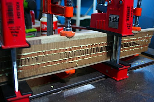 The neck blank glued up.