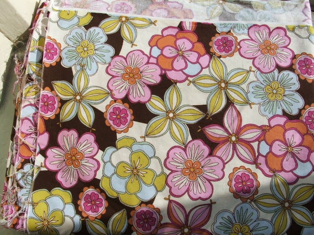 mod floral trimed with a dark brown and bright butterfly print