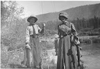Ella Jane Bell and Doris Hudson on the Deshutes River in Oregon c 1920