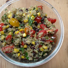 Beanoa (aka Quinoa Salad with Black Beans, Tomatoes, Corn, and Rajas)