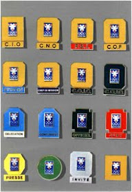 The various badges used during the games