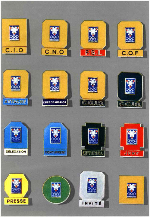 The various badges used during the games