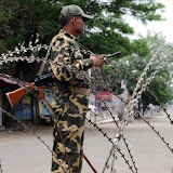 Barbed wire barricades.