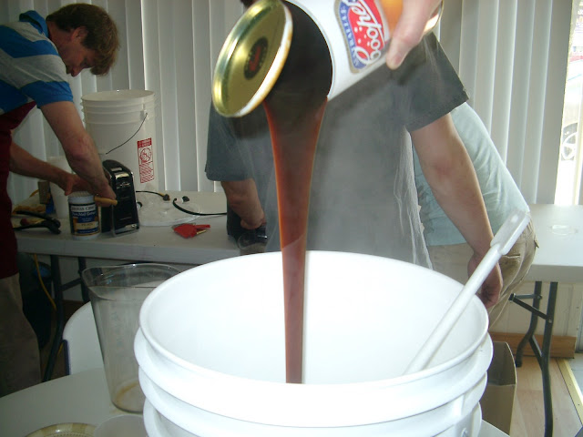 Pouring in the malt extract