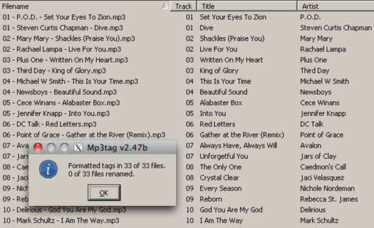 Mp3tag Guess Values Window for Track Artist and Title in File Name [ after ]