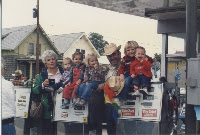 My sister, cousins, and dad's parents at my grandfather's service station. Taken a year or two before I was born. My sister, cousins, and dad's parents at my grandfather's service station. Taken a year or two before I was born.