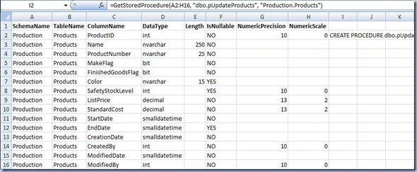 Excel - Get Stored Procedure