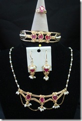ruby pearls and gold 4 piece set