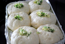 garlic spreaded over the top