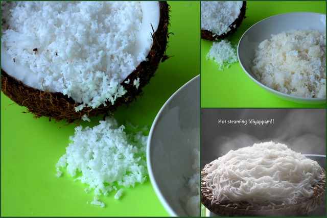 Idiyappam with sugar and coconut