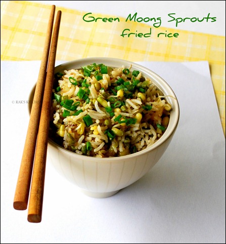 Whole green gram sprouts fried rice