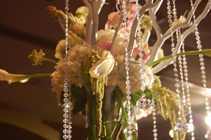 Crystal and rose centerpiece