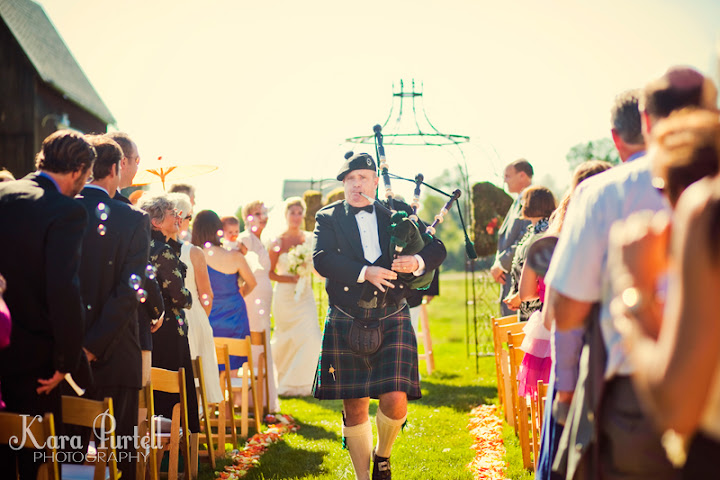 Wedding recessional bagpiper