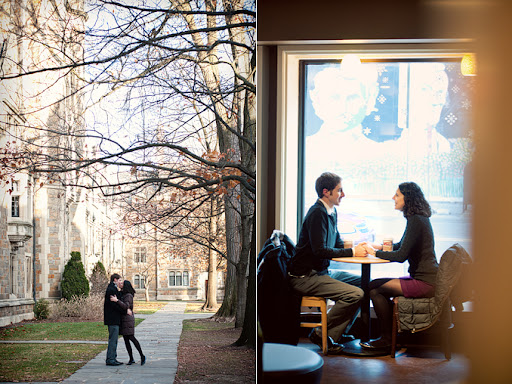 Coffee shop Ann Arbor engagement session 
