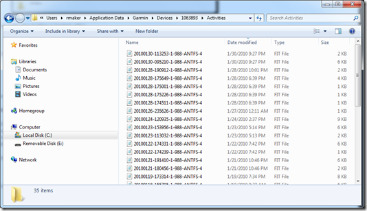 FR-60 .FIT files folder