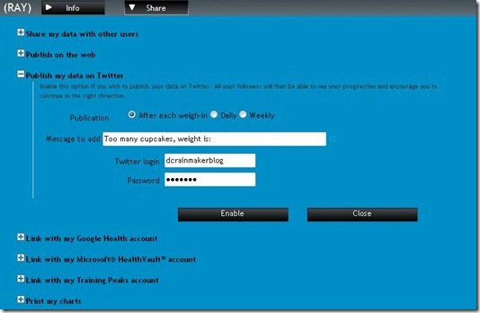 Configuration of Withings Twitter Account