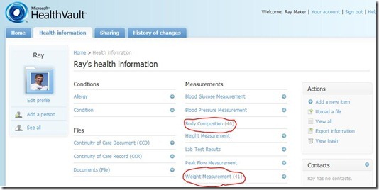 Withings and Health Vault Dashboard