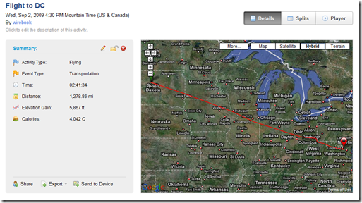Garmin 310XT GPS flight path