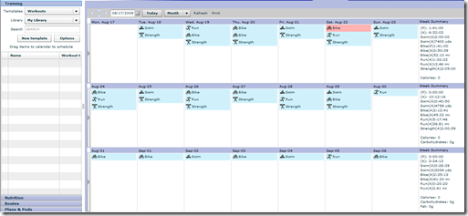 Training Peaks Calendar View