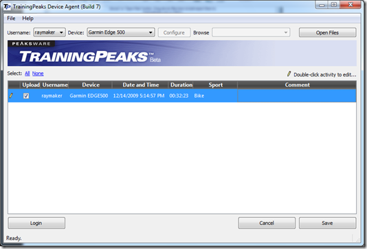 Edge 500 Uploading via Training Peaks